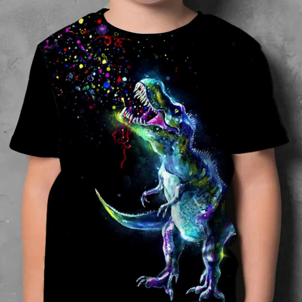 Sommer Kinderkleidung 3D-Druck T-Shirt für Jungen Dinosaurier Kurzarm Kinder T-Shirts