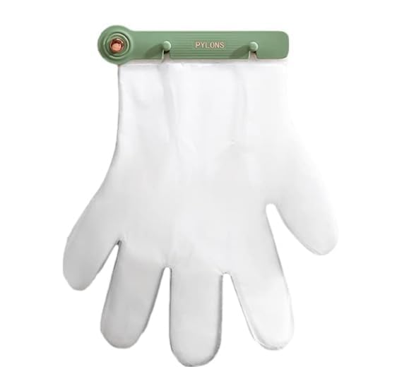 YUYAKESHI Disposable Glove Rack with Clips, Wall-Mounted Storage for Home and Shop, Easy Access, Wall Sticker (Green Clip + 200 Gloves)