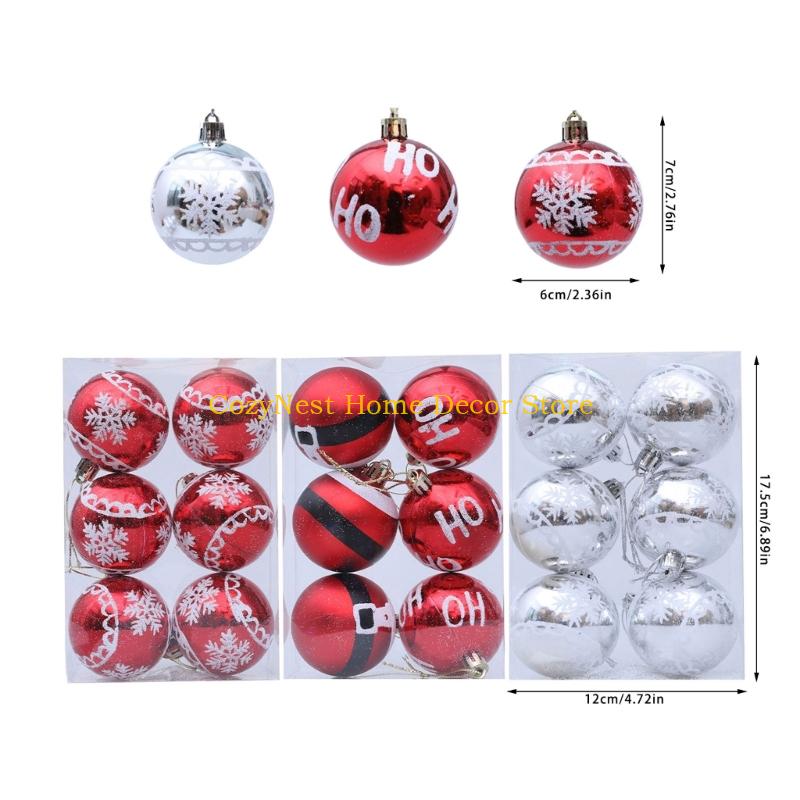 92MF 12Pcs Shatterproof Christmas Baubles Ball Hanging Ornament Christmas Tree Decoration For Wreath Mantels Winter Holiday