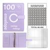 Leather Budget Binner Planner with Clear Budget Pocket and Stickers Money Saving Planner Journal Notebook for Budgeting  Purple