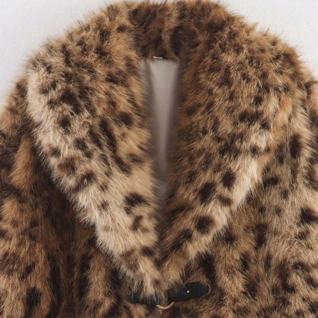 Women's autumn and winter new European and American style lapel artificial fur effect jacket