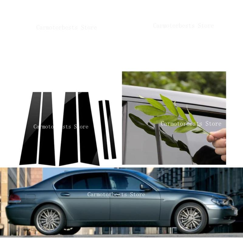 6PCS Glossy Black B C Pillar Posts Sticker Fit For BMW 7 Series G11 2016~2022 Window Door Column B C Sticker Cover Trim