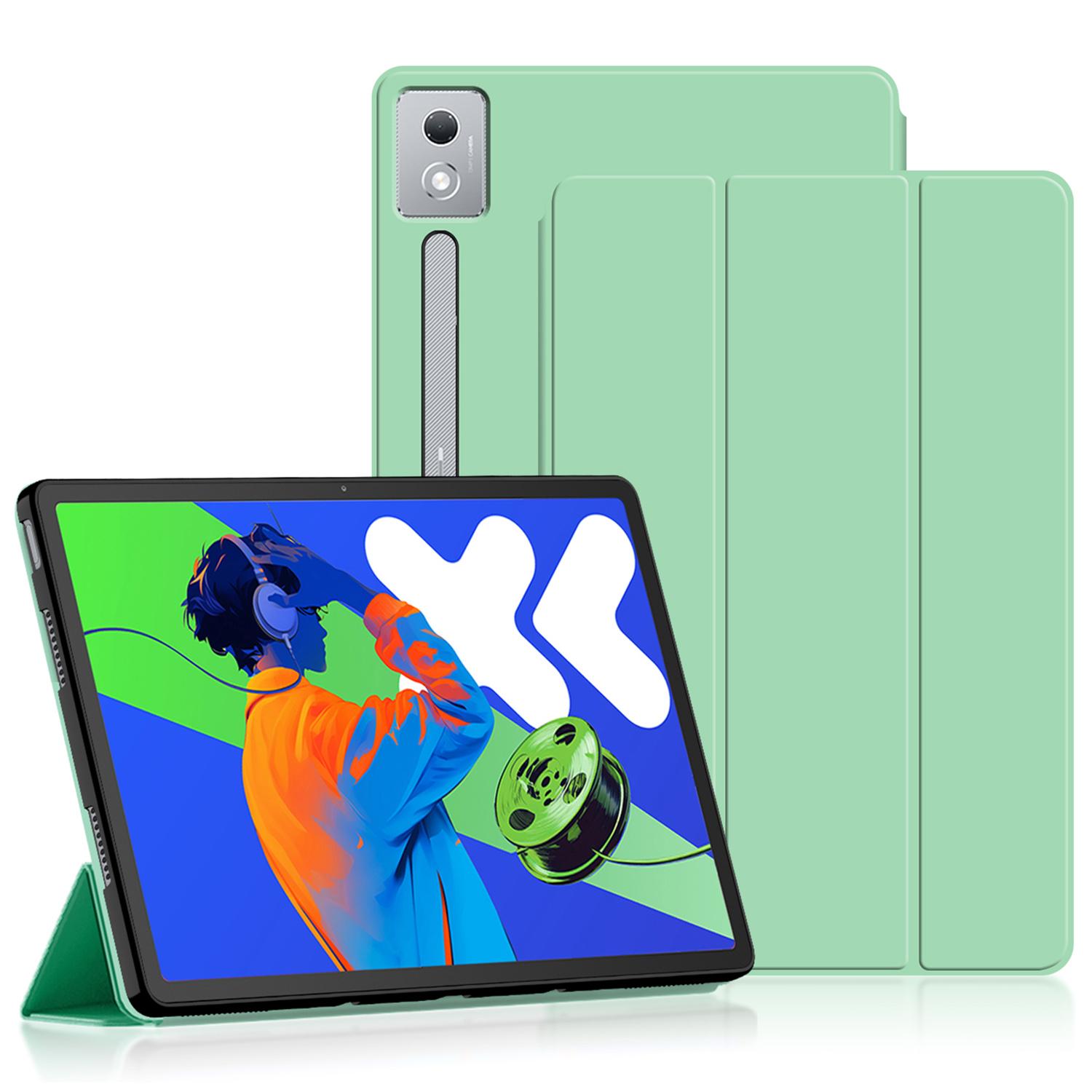

For Lenovo Xiaoxin Pad Pro 12.7 inch Case PU Leather TPU Back Trifold Stand Tablet Cover Green