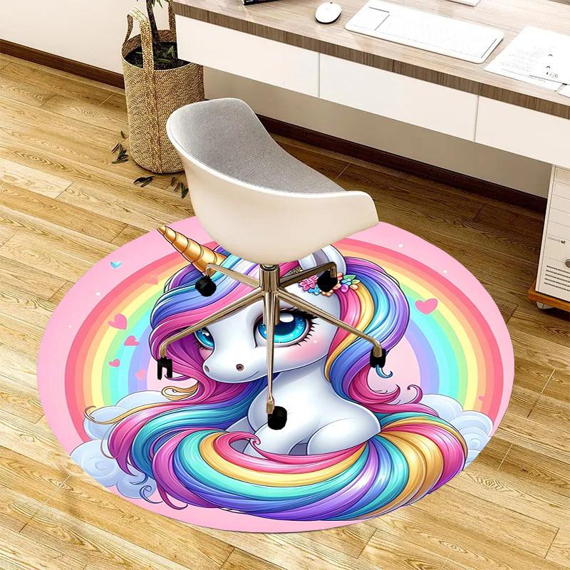 1pc Office Carpet Chair Mats Rainbow Unicorn Fantasy Art Perfect for Decorating Office Chairs, Living Rooms, Or Bedrooms