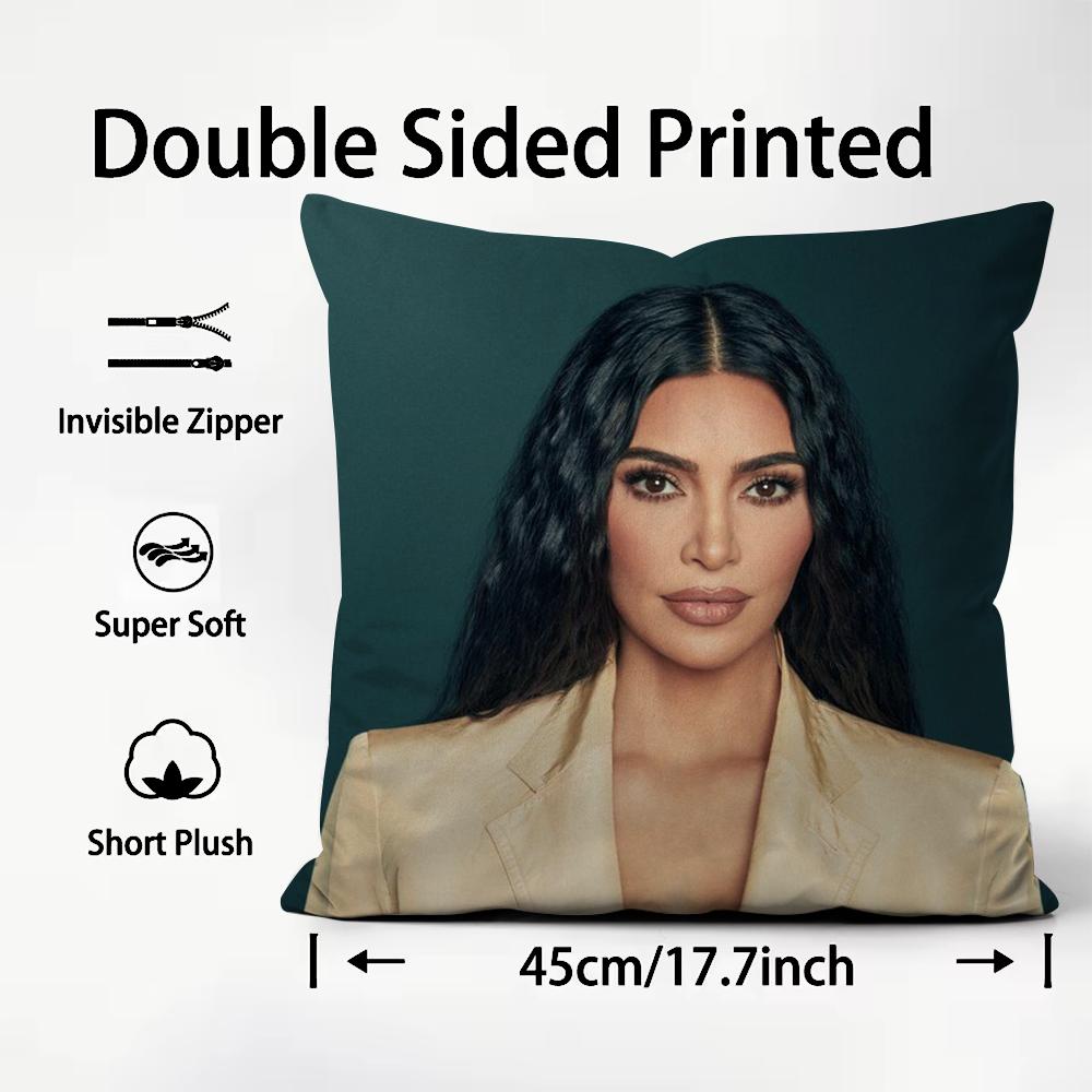 Popular Celebrity Kim Kardashian Cushion Cover Soft & Easy-Wash Pillow Case – Versatile For Couch, Bed, Travel And Office