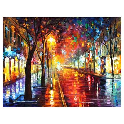 Pintura de bordado de diamantes 3D, punto de cruz, pintura redonda de diamantes de imitación, vista nocturna de la calle