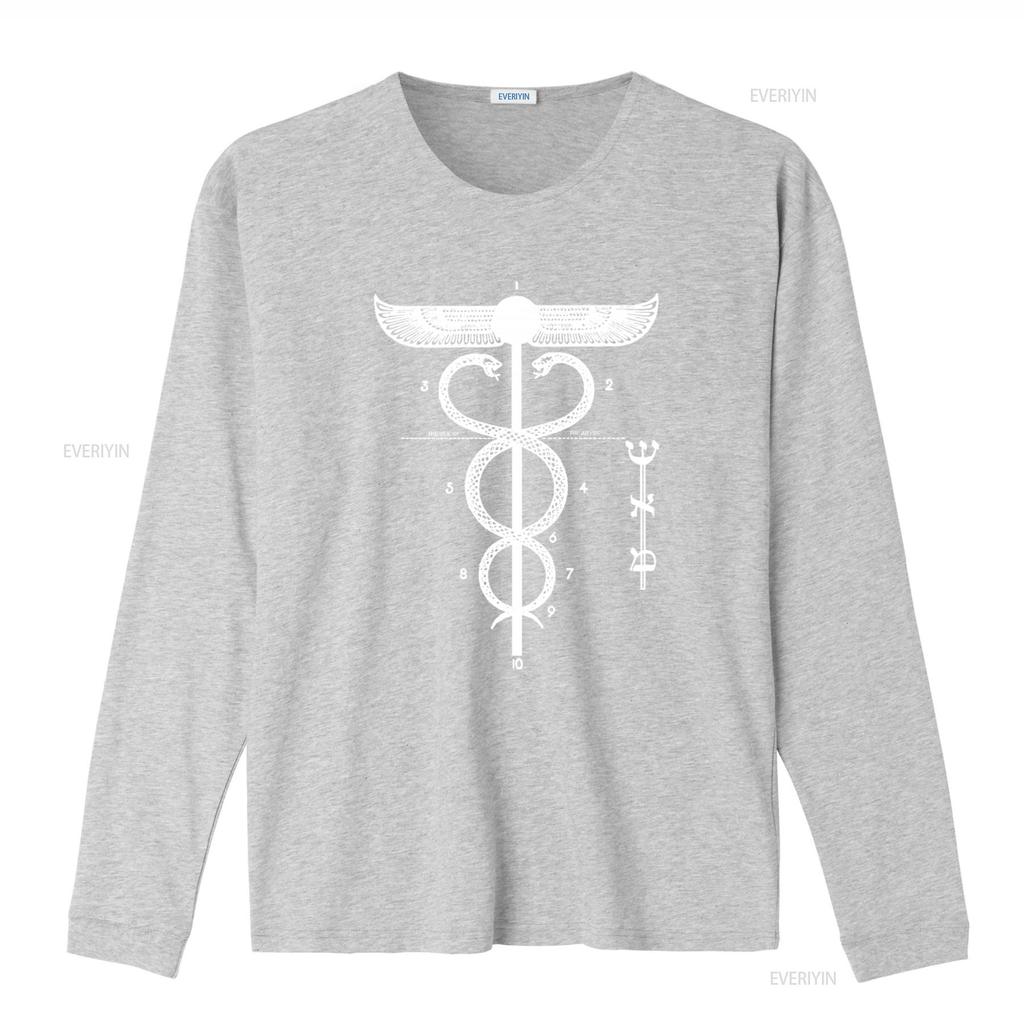 Ancient Caduceus Symbolic Serpent Art T Shirt Mercury Kabbalah Esoteric Mystic Design vintage Washed Versatile Comfortable