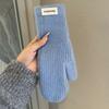 Solid Color Knit Wool Gloves Winter Women's New Velvet Warm Windproof Cold Student Riding Tide