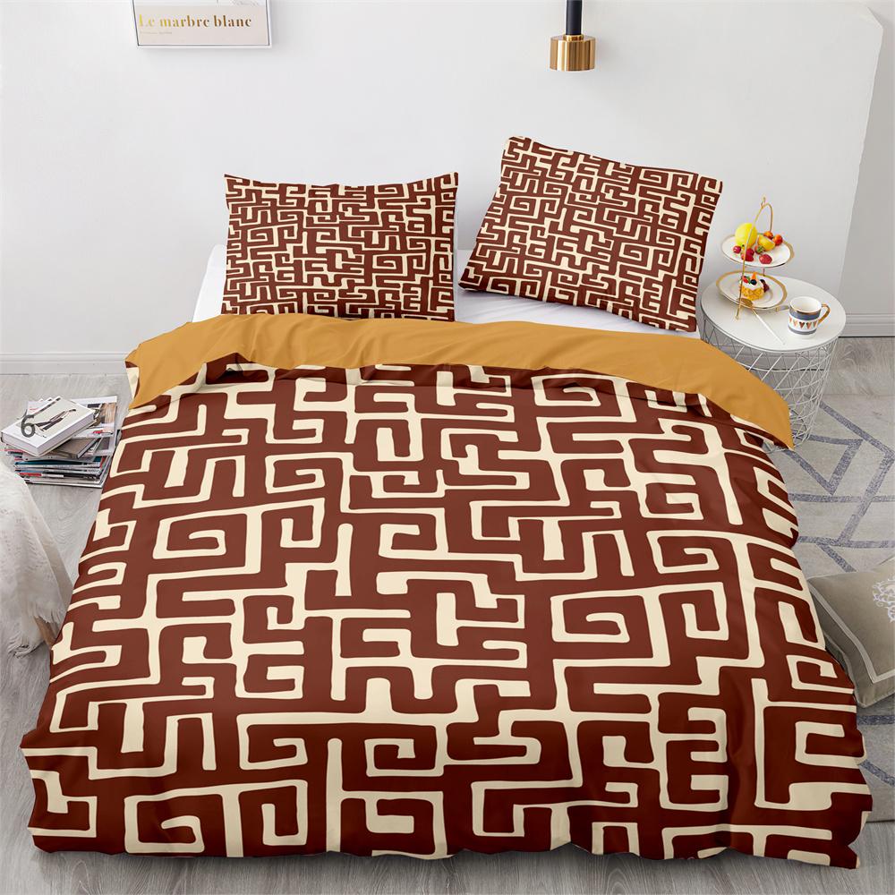Tribal Duvet Cover Set Secret Tribe Pattern In Bohemian Style Decorative Polyester Bedding Set with Pillowcase King Queen Size