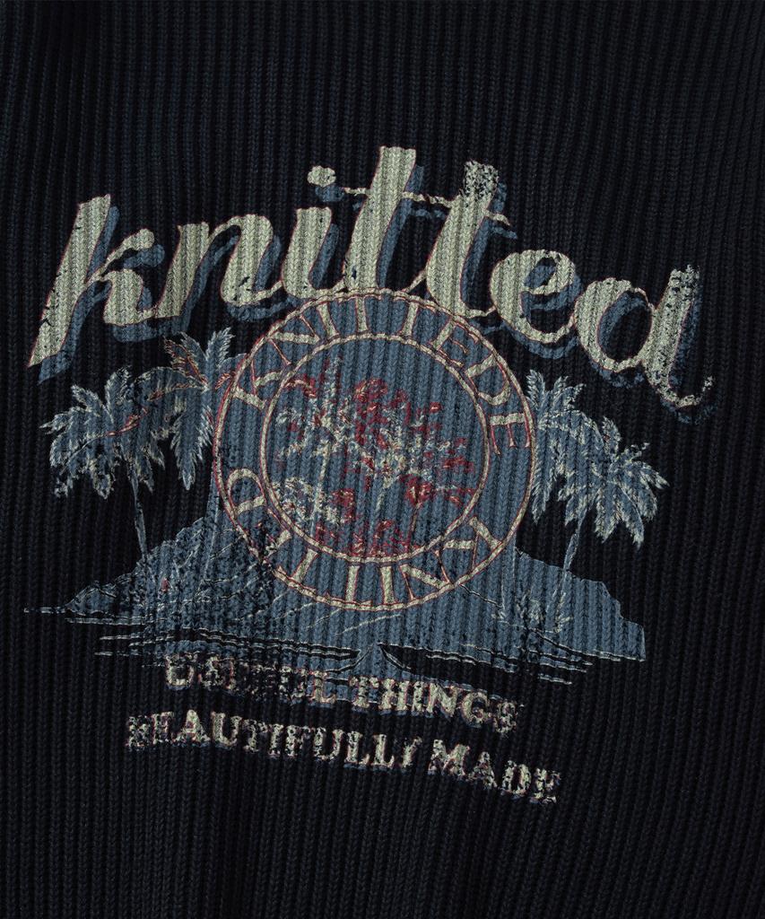 KNITTED Vintage Palm Tree Minimal Round Knit Black