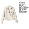 Women Jacket Faux Leather Smooth Surface Turn-down Collar Zip-up Zipper And Rivet Decor