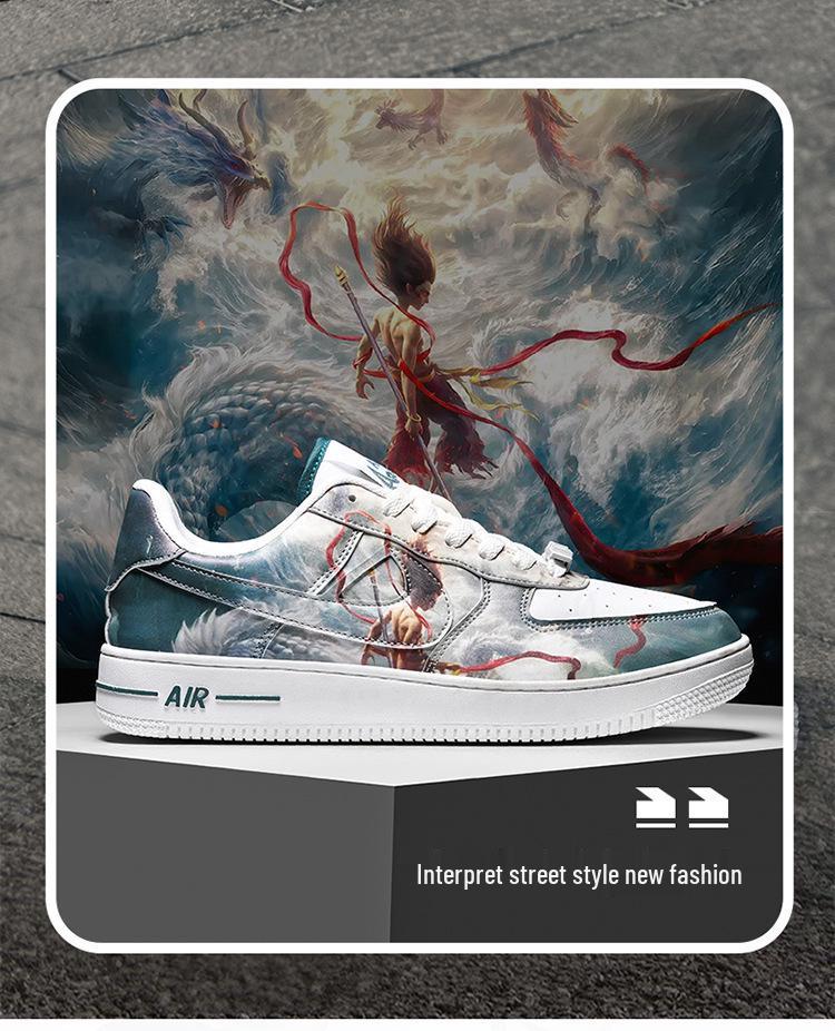 Nezha Rok hada Air Force One Low-Top Bílé ležérní tenisky - Unisex