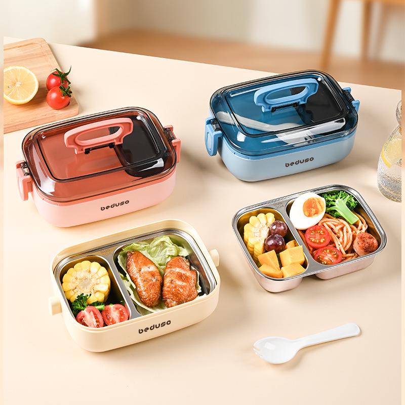 Compact Stainless Steel Bento Box - Cute, Portable, Microwave-Safe, Compartmented Lunch Container for Weight Loss Meals