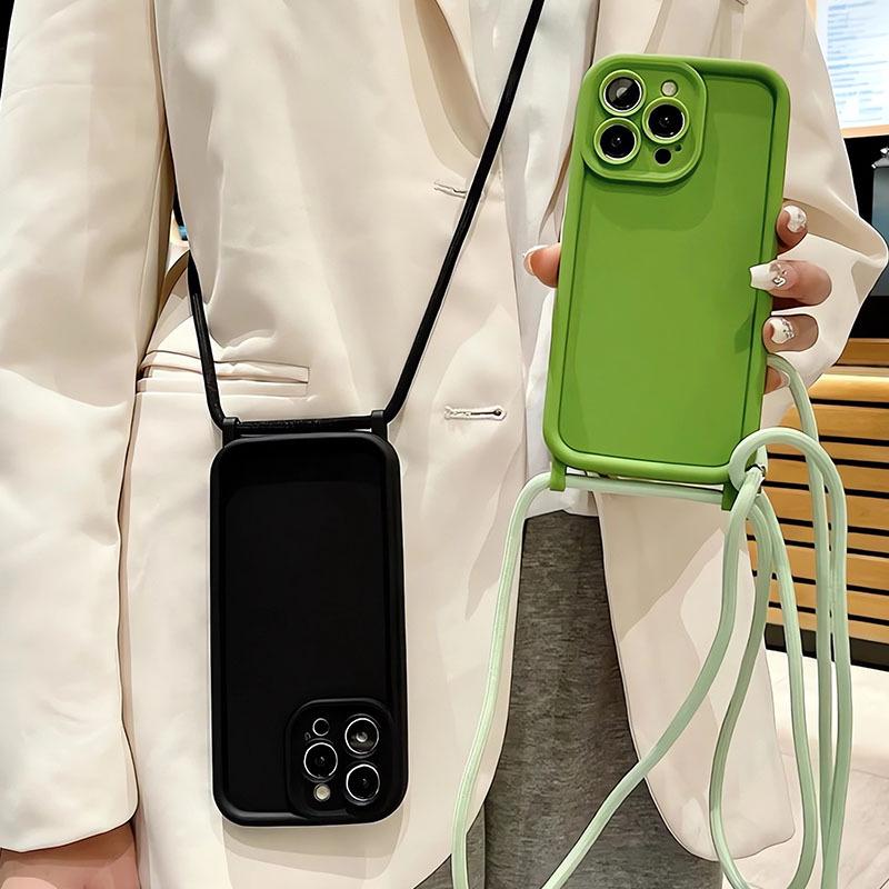 Drop-Proof Frosted iPhone 14 Pro Max Case with Crossbody Lanyard