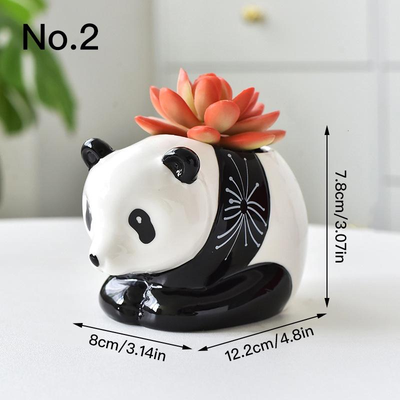 Cute Panda Flower Pot Succulent Pot Ceramic Planter Home Decor Desktop Ornaments Bonsai Plant Pot Garden Decoration