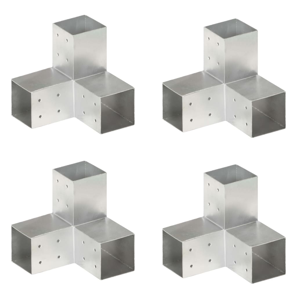 Conectores de Poste 4 peças em forma de Y Metal Galvanizado 81 x 81 mm