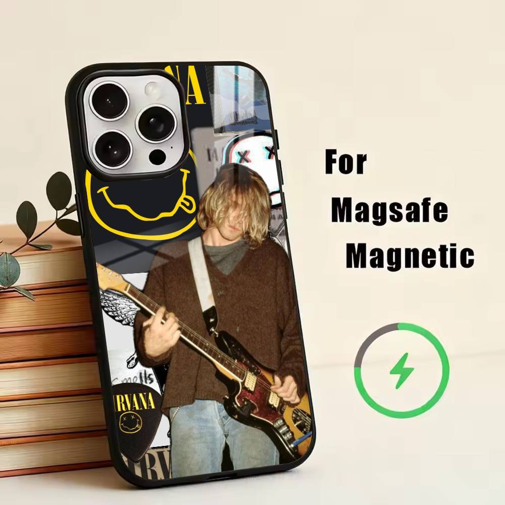 N-Nirvana  Phone Case For iPhone17,16,15,14,13,12,11 Plus,Pro Magnetic For Magsafe Wireless Charging