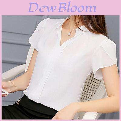 Elegant Women Casual Short Sleeves Chiffon Shirt For Summer Office And Formal Wear