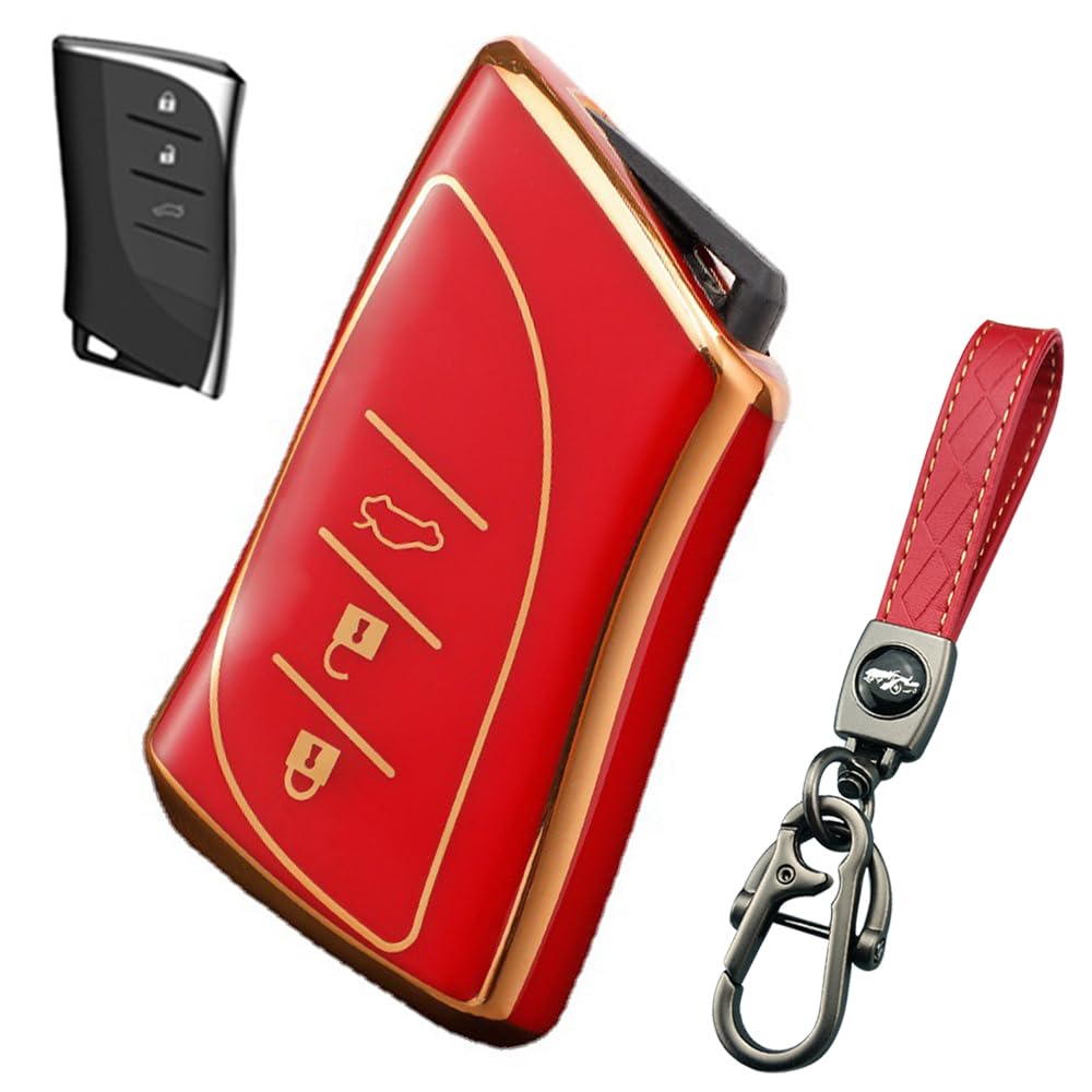 

[LETINGFAR] Key Case for Lexus, Smart Key Case, Key Cover, TPU, Lexus ES300h, ES350, красный