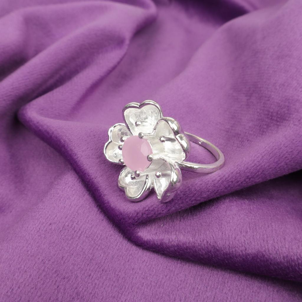 Boho Rose Chalcedony Gemstone 925 Sterling Silver Jewelry Handmade Stylish Ring CZR-1-12