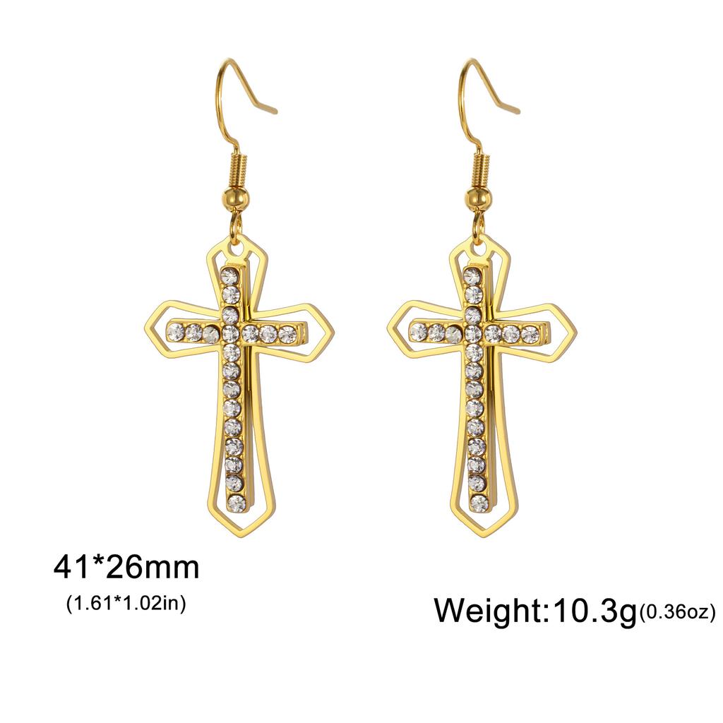 Cazador Clear Zircon Cross Earrings for Women Stainless Steel Christian Earrings Jesus Jewelry Valentine Gift 2026 Wholesale New