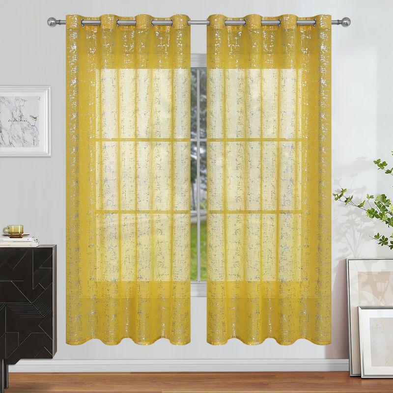 

Hot Silver Gilt Effect Semi Blackout Curtains Rod Through Curtains 2pcs 100*130cm