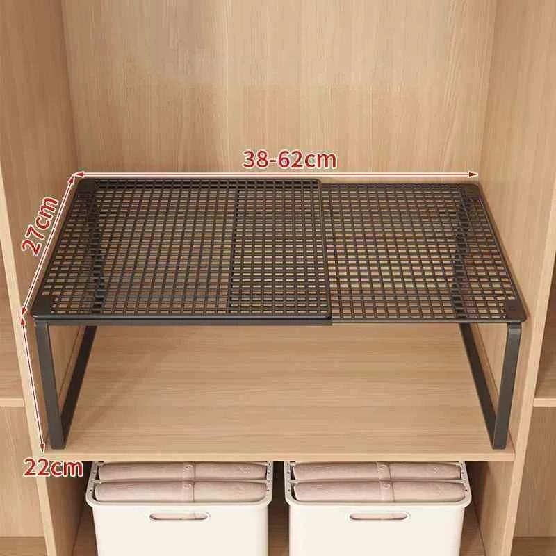 Telescopic Closet Shelf Organizer  Retractable & Stackable Adjustable Divider for Wardrobe, Cabinet, Closet Storage Space Saver