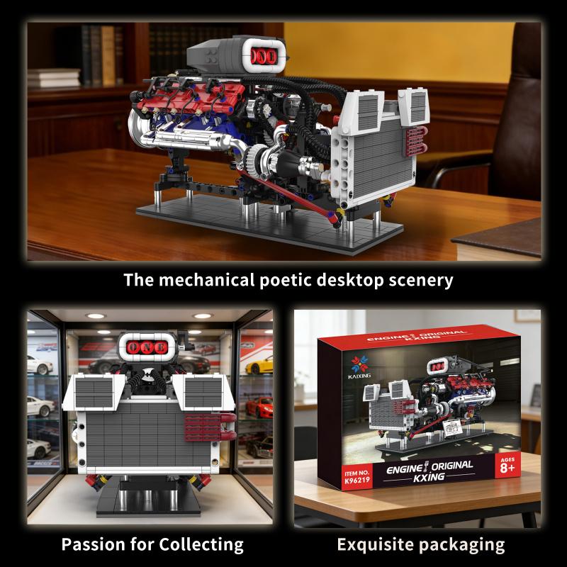 V8 Engine Building Blocks Sets Moc Scale Model Kit Collectible Set For Adults Construction Toys Gifts For Friends Men Teen Boys