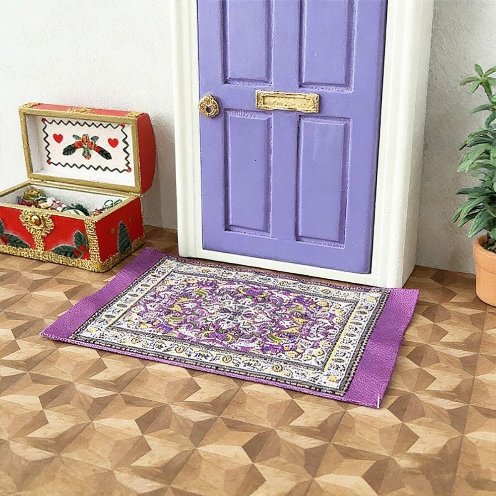 Floral Pattern Doll Dollhouse Rug Multicolor Miniature Weaving Mat Mini Floor Coverings Dollhouse