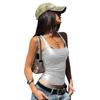 New European and American Women's Clothing Summer New Solid Color Square Neck Sleeveless Sexy Vest T-shirt Top Women