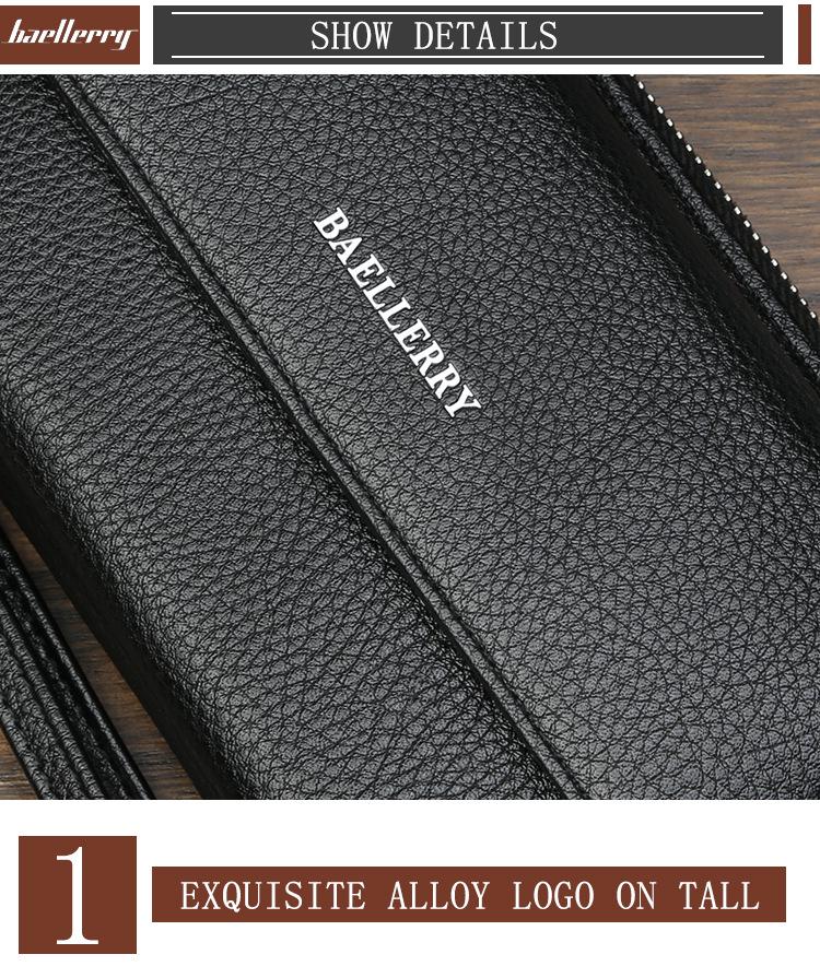 Men's Large Capacity Business Clutch Wallet with Zipper and Multi-Card Slots - High-End Trendy Handbag