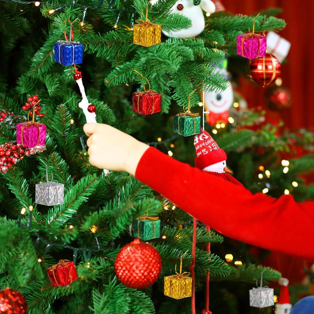6-120PCS Mini Gift Boxes Xmas Tree Hanging Pendants Colorful Square Foam Box Ornaments Christmas New Year Party Decors Wholesale