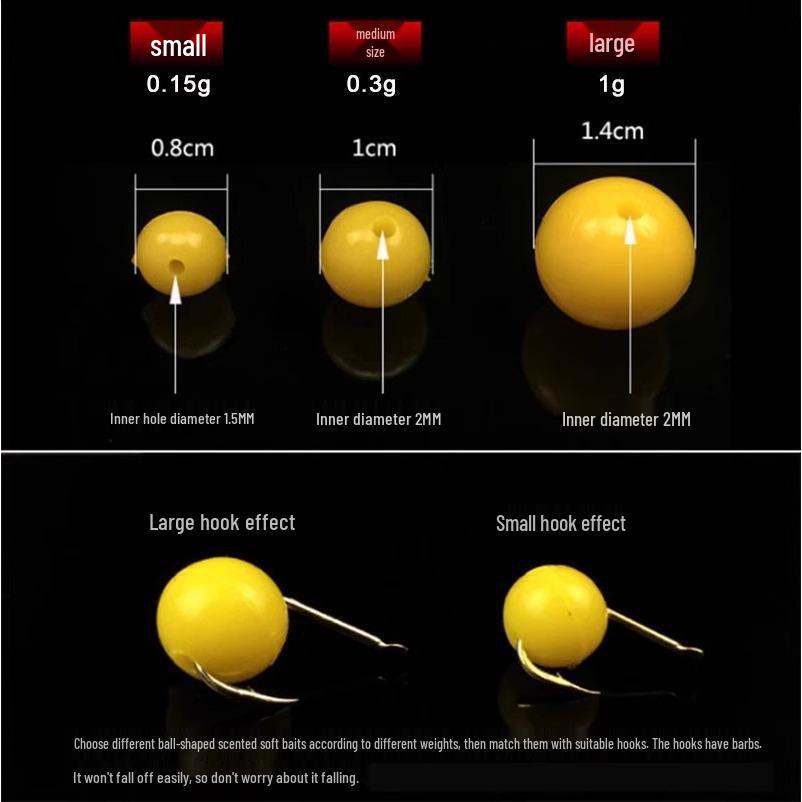 Corn-Flavored Yellow Semi-Floating Soft Fishing Lure Balls, 1cm-1.6cm