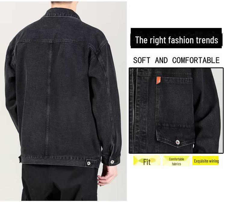 Men's Denim Jacket - Japanese Fashion, Loose Fit, Versatile Workwear for Autumn/Winter