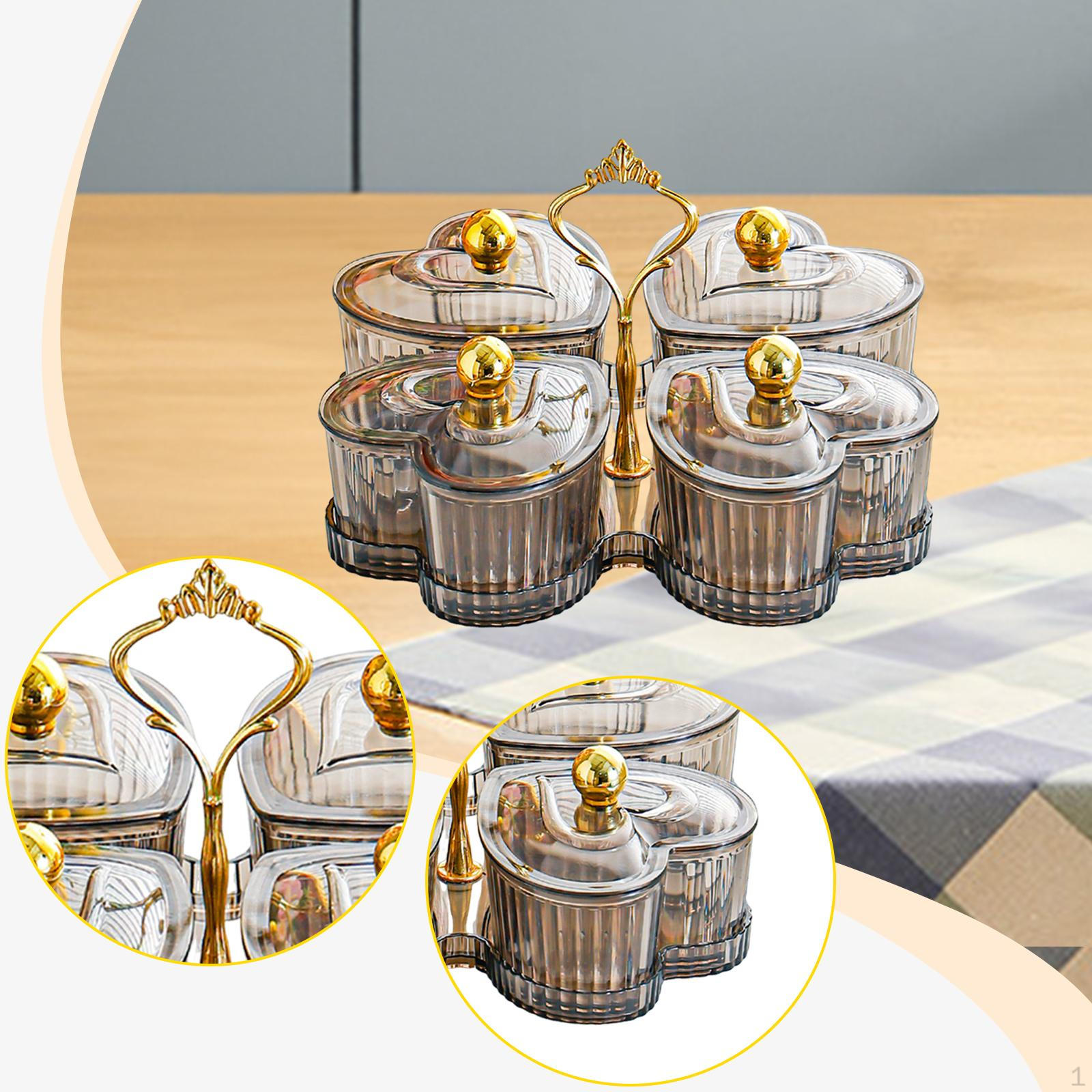 

Divided Serving Tray Appetizer with Lid Easy to Carry Food Display Snack Plate Candy and Nut Gray