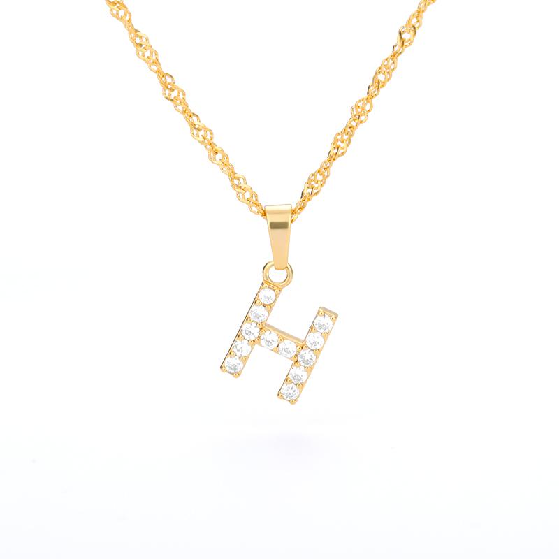 Cubic Zirconia Initial Letter Pendant Necklaces For Women Stainless Steel Gold Color Chain Alphabet Chokers Jewelry Accessories