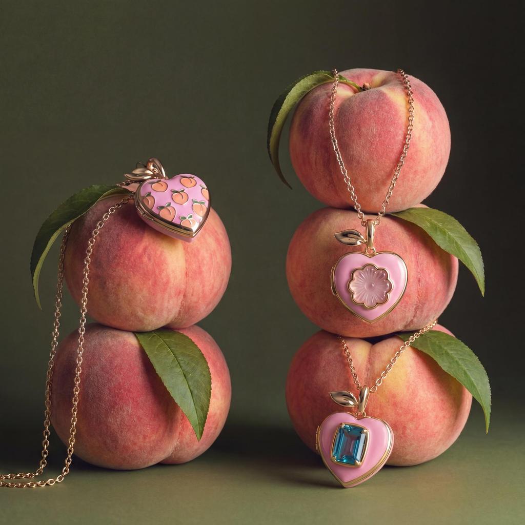 Trendy Pink Peach Necklace: European & American Style, Copper, Fresh & Sweet Design