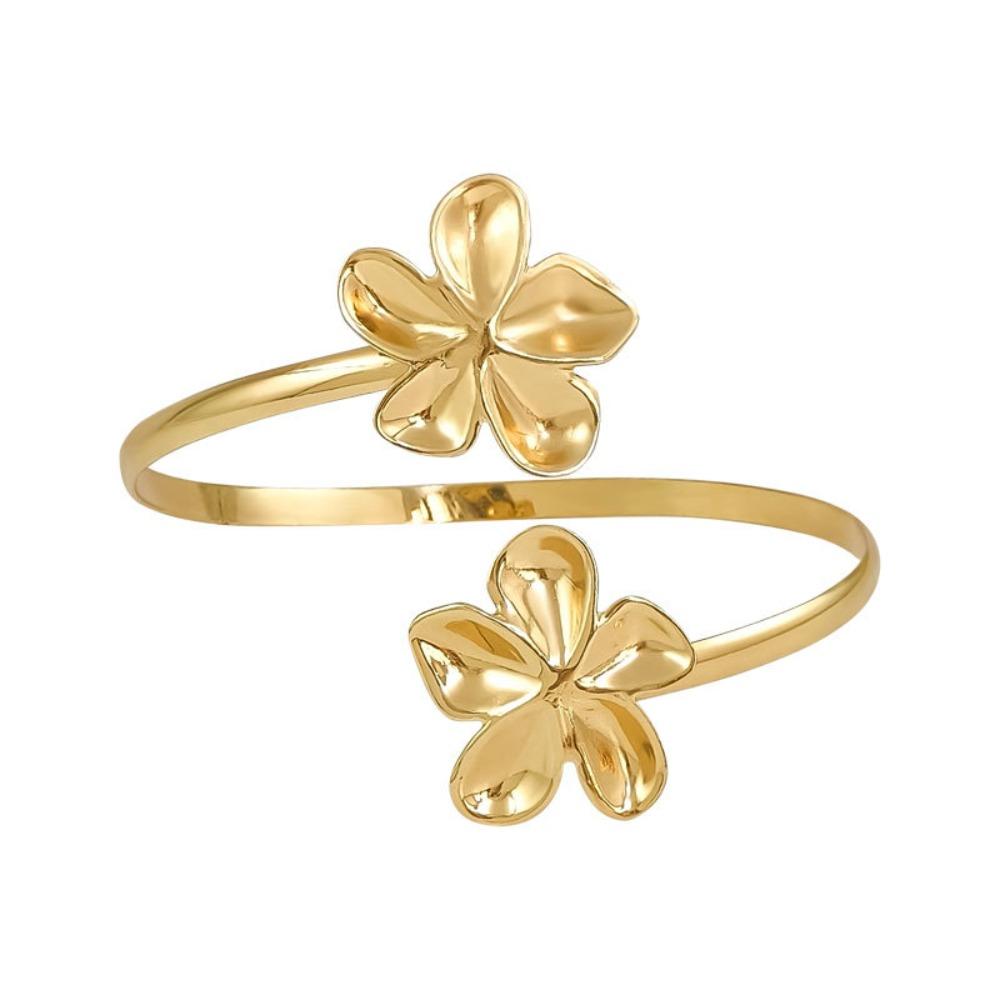Metall-Blumen-Manschettenarmband Emaille-Glasur Handwerk Spiral-Armband Floral Offene Manschette Armreif Damen