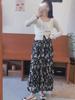2024 French Retro Floral Pleated High-Waist Maxi Chiffon Skirt