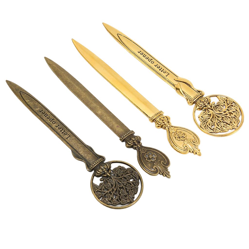 4 Pcs Letter Openers Retro Lightweight Compact Ergonomic Zinc Alloy Mail Opener Knife