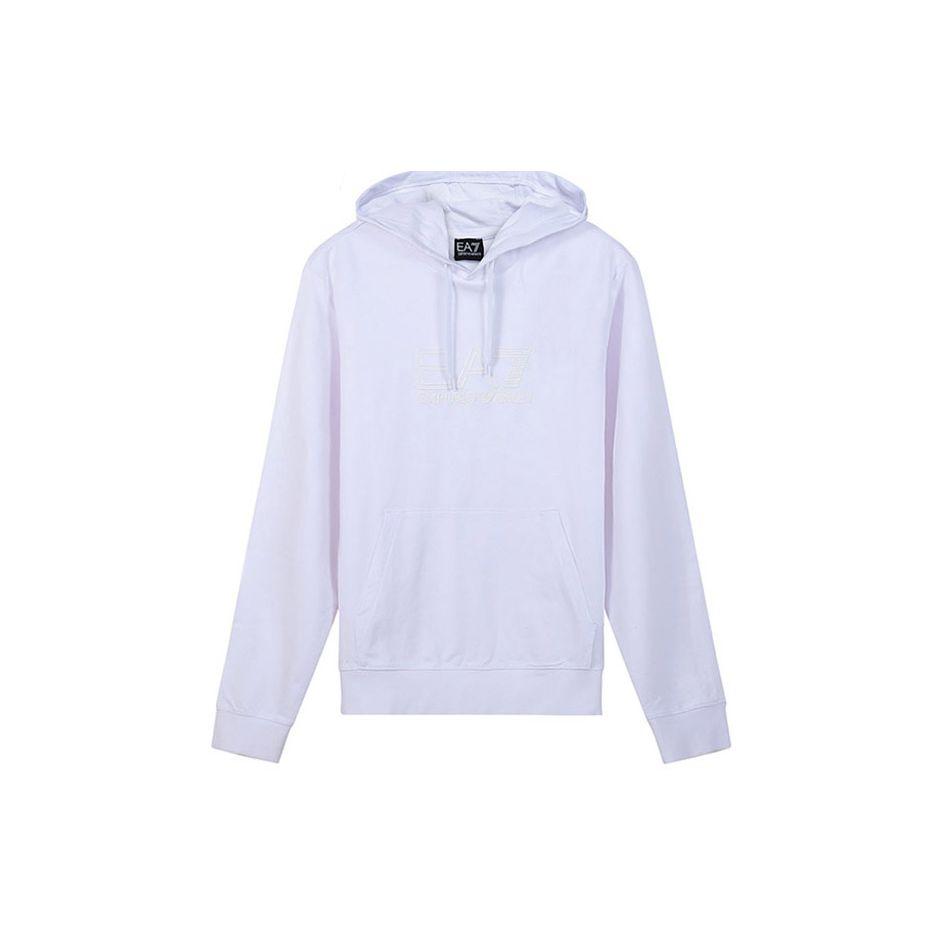 Emporio Armani EA7 SS22 Cotton Hooded Sports Sweatshirt Men sweatshirt White 3LPM62-PJ05Z-1100 XS
