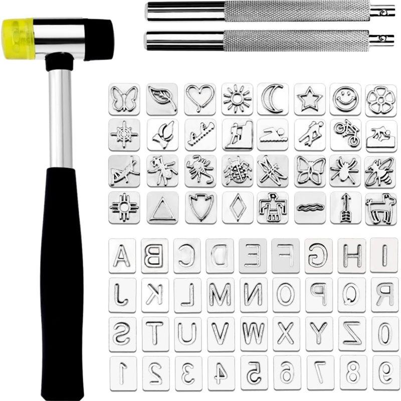 Premium-Leather Stamping Tools With Rubber Hammer, 71 PCS For Carving, Saddle Making, And Craft DIY Set Punch