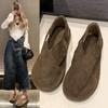 2024 Sommar Mjukt Läder Dam Rund Tå Slip-on Fiskarsandaler, Retrostil, Plusstorlek Finns