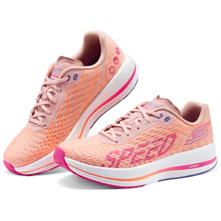Skechers Go Run Razor 4 Comfortable Versatile Cushioning Support Low Top Casual Running Shoes Women Sneaker Pink White 172075-CRMT