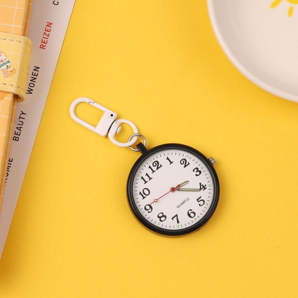 Metal Keychain Pocket Watch Easy Reading Minimalist Nurse Watch Key Chain Fob Clock Hospital Shift