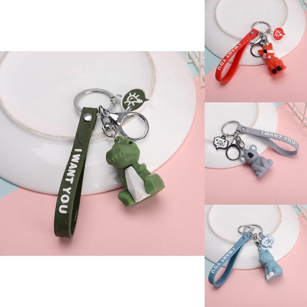 Adorable Geometric Cartoon Silicone Keychains Cute Animal Bag Accessories