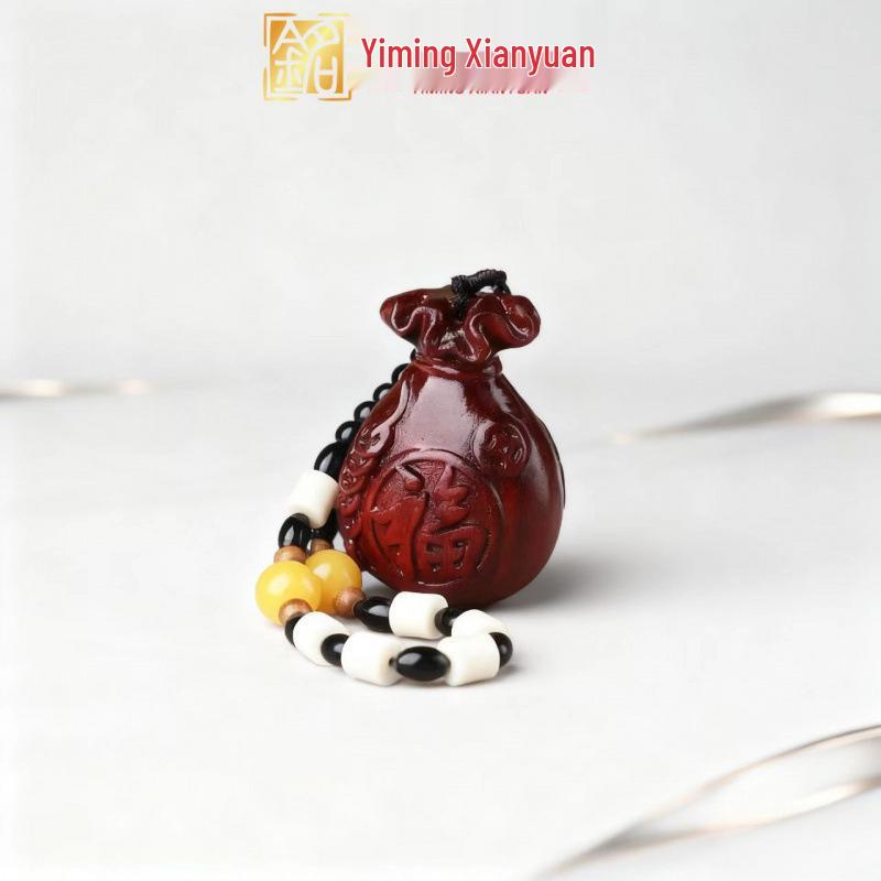 Rosewood Carved Pixiu Ornament: Gourd & Dragon Turtle Handicraft