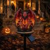 Halloween Garten Deko Drache Solarleuchte, Gotische Gargoyle Statue mit Warmen LED Lichtern, Wasserdichte Harz Wegleuchte Dekorative Skulptur