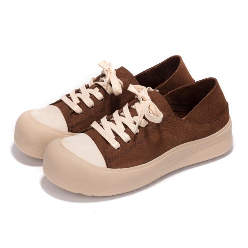 

Женские повседневные туфли из первого слоя коровьей кожи в стиле ретро, новинка весенне-летней коллекции, на толстой подошве, на шнуровке 35 темно-коричневого