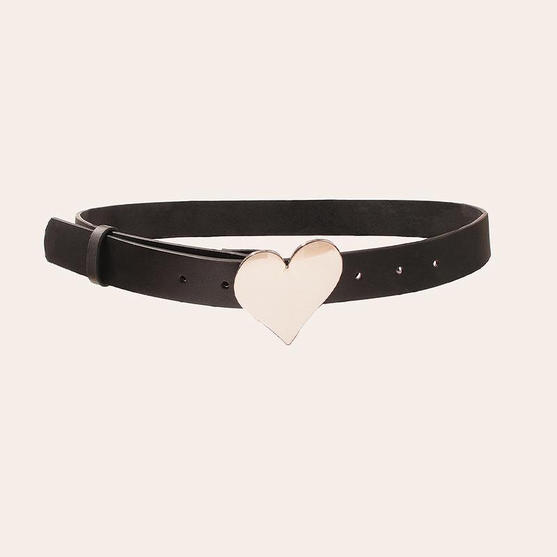 Women's belt trendy women's clothing accessories heart-shaped plate buckle new button head retro versatile cowhide belt versatile belt